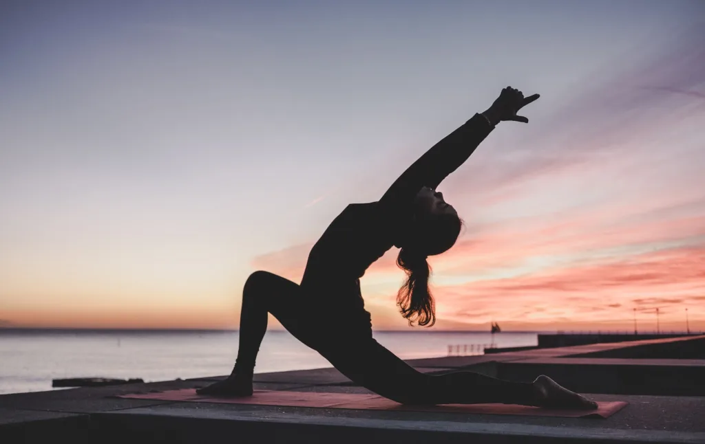 backyard office shed, health & wellness - silhouette photography of woman doing yoga
